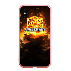 Чехол iPhone XS Max матовый Minecraft огненный куб