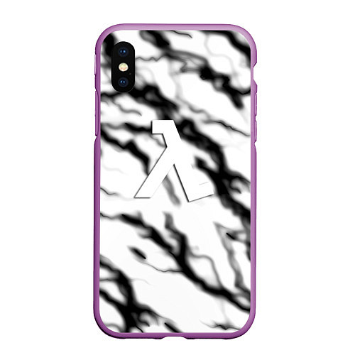 Чехол iPhone XS Max матовый Half life logo молнии / 3D-Фиолетовый – фото 1