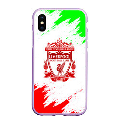 Чехол iPhone XS Max матовый Liverpool краски спорт, цвет: 3D-сиреневый