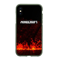 Чехол iPhone XS Max матовый Minecraft fire logo