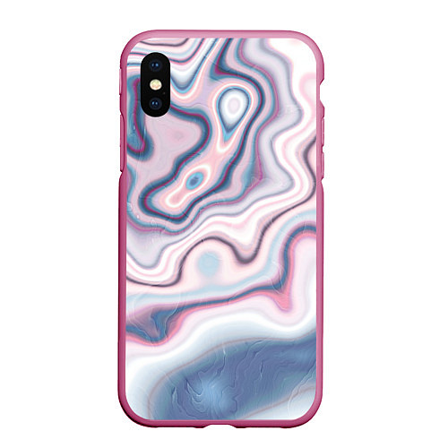 Чехол iPhone XS Max матовый Мраморные разводы / 3D-Малиновый – фото 1