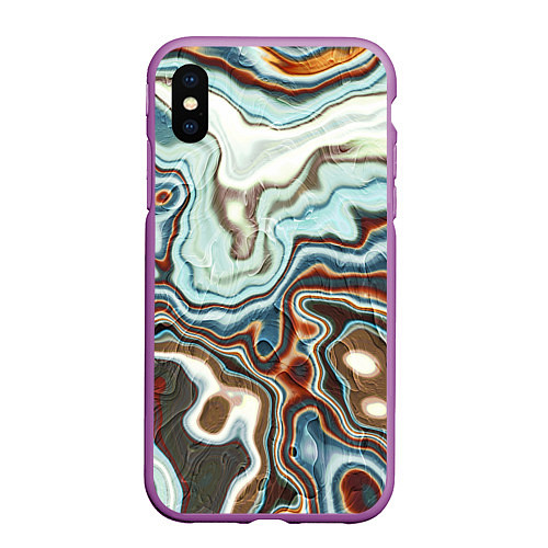 Чехол iPhone XS Max матовый Мраморная текстура / 3D-Фиолетовый – фото 1