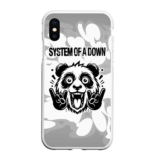 Чехол iPhone XS Max матовый System of a Down рок панда на светлом фоне / 3D-Белый – фото 1