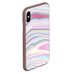 Чехол iPhone XS Max матовый Мрамор узор розово-голубой, цвет: 3D-коричневый — фото 2