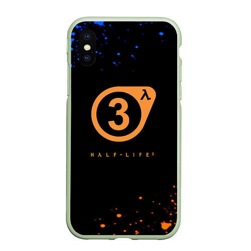 Чехол iPhone XS Max матовый Half life краски текстура брызги / 3D-Салатовый – фото 1