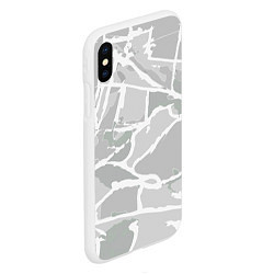 Чехол iPhone XS Max матовый Серо-белая геометрия, цвет: 3D-белый — фото 2