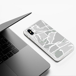 Чехол iPhone XS Max матовый Серо-белая геометрия, цвет: 3D-белый — фото 2
