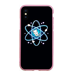 Чехол iPhone XS Max матовый Котик в атоме, цвет: 3D-розовый