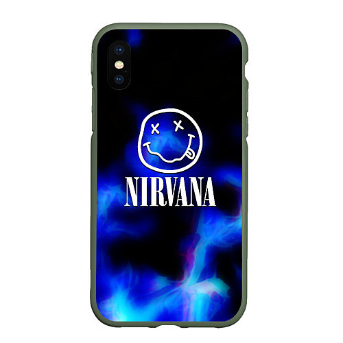 Чехол iPhone XS Max матовый Nirvana flame ghost steel / 3D-Темно-зеленый – фото 1