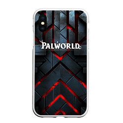Чехол iPhone XS Max матовый Palworld logo камни и красный свет