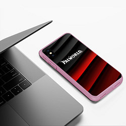 Чехол iPhone XS Max матовый Palworld logo black red abstract, цвет: 3D-розовый — фото 2