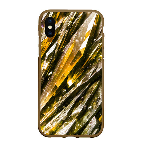 Чехол iPhone XS Max матовый Драгоценные кристаллы жёлтые / 3D-Коричневый – фото 1