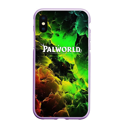 Чехол iPhone XS Max матовый Palworld логотип абстракт / 3D-Сиреневый – фото 1