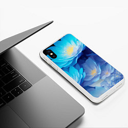 Чехол iPhone XS Max матовый Волшебные цветы блестящие, цвет: 3D-белый — фото 2