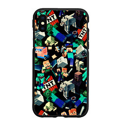 Чехол iPhone XS Max матовый Майнкрафт персонажи, цвет: 3D-черный
