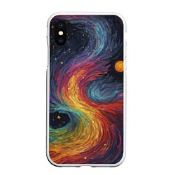 Чехол iPhone XS Max матовый Звездный вихрь абстрактная живопись, цвет: 3D-белый