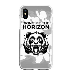 Чехол iPhone XS Max матовый Bring Me the Horizon рок панда на светлом фоне, цвет: 3D-белый