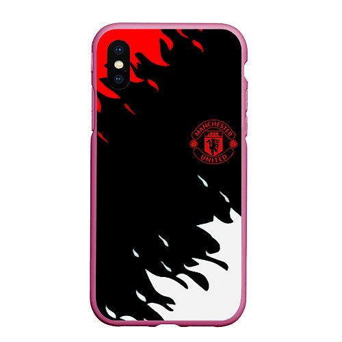 Чехол iPhone XS Max матовый Manchester United flame fc / 3D-Малиновый – фото 1