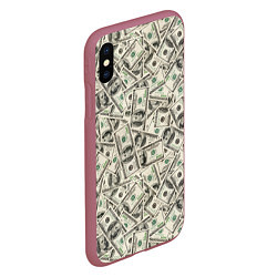 Чехол iPhone XS Max матовый Деньги - 100 долларовые купюры, цвет: 3D-малиновый — фото 2