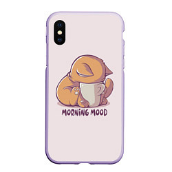 Чехол iPhone XS Max матовый Morning mood - cat, цвет: 3D-светло-сиреневый