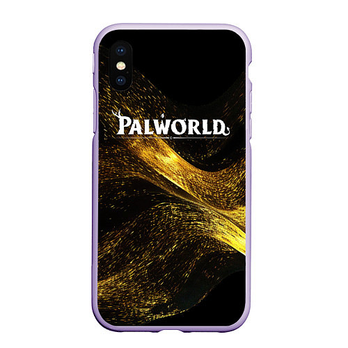 Чехол iPhone XS Max матовый Palworld логотип золотая пыльца / 3D-Светло-сиреневый – фото 1