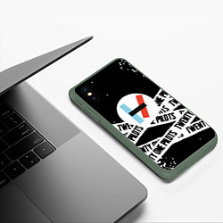 Чехол iPhone XS Max матовый Twenty one pilots stripes steel, цвет: 3D-темно-зеленый — фото 2