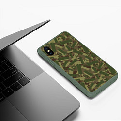 Чехол iPhone XS Max матовый Камуфляж - болты и гайки, цвет: 3D-темно-зеленый — фото 2