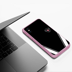 Чехол iPhone XS Max матовый Спортивная геометрия герб рф, цвет: 3D-розовый — фото 2