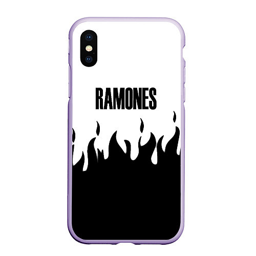 Чехол iPhone XS Max матовый Ramones fire black rock / 3D-Светло-сиреневый – фото 1