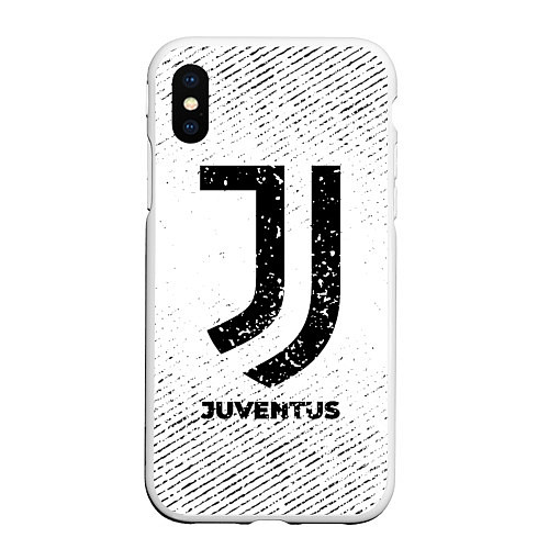 Чехол iPhone XS Max матовый Juventus с потертостями на светлом фоне / 3D-Белый – фото 1