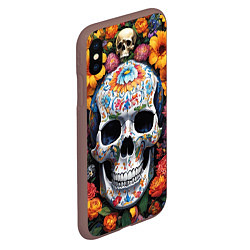 Чехол iPhone XS Max матовый Bright colors and a skull, цвет: 3D-коричневый — фото 2