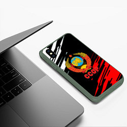 Чехол iPhone XS Max матовый СССР краски текстура, цвет: 3D-темно-зеленый — фото 2