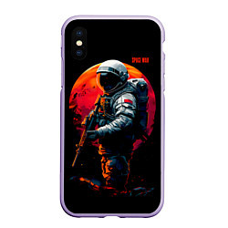 Чехол iPhone XS Max матовый Космический воин, цвет: 3D-светло-сиреневый