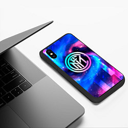 Чехол iPhone XS Max матовый Inter неоновый космос, цвет: 3D-черный — фото 2