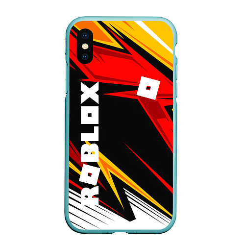 Чехол iPhone XS Max матовый Роблокс - спортивная абстрация / 3D-Мятный – фото 1