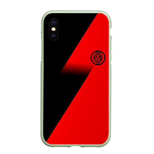 Чехол iPhone XS Max матовый Inter geometry red sport / 3D-Салатовый – фото 1