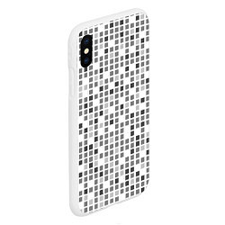 Чехол iPhone XS Max матовый Серые квадраты на белом фоне, цвет: 3D-белый — фото 2