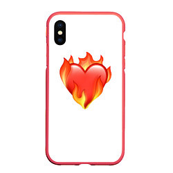 Чехол iPhone XS Max матовый Сердце в огне эмодзи, цвет: 3D-красный