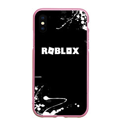 Чехол iPhone XS Max матовый Roblox текстура краски белые, цвет: 3D-розовый