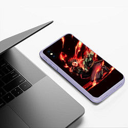 Чехол iPhone XS Max матовый Тандзиро пламя, цвет: 3D-светло-сиреневый — фото 2
