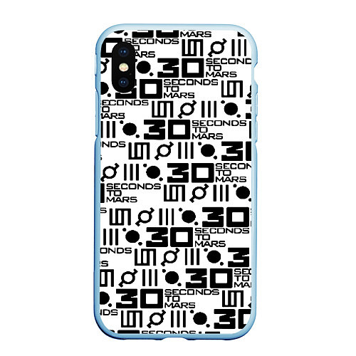 Чехол iPhone XS Max матовый Thirty Seconds to Mars pattern rock / 3D-Голубой – фото 1