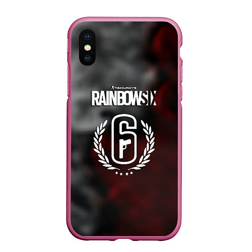 Чехол iPhone XS Max матовый Rainbow six gradient fire / 3D-Малиновый – фото 1