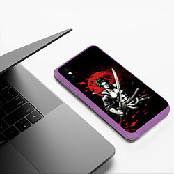 Чехол iPhone XS Max матовый Ван пис - Зоро самурай, цвет: 3D-фиолетовый — фото 2