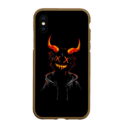 Чехол iPhone XS Max матовый Неоновый аниме демон / 3D-Коричневый – фото 1