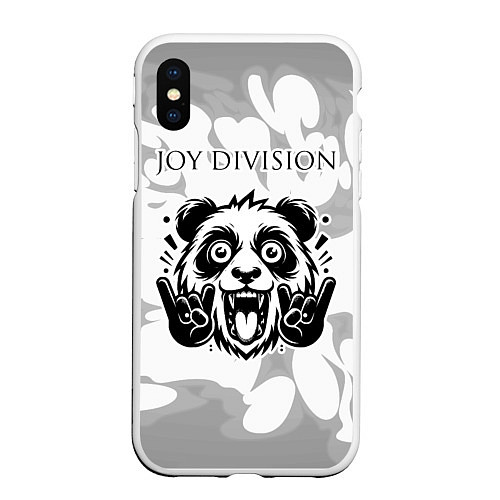 Чехол iPhone XS Max матовый Joy Division рок панда на светлом фоне / 3D-Белый – фото 1