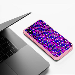Чехол iPhone XS Max матовый Фиолетовый узор и чёрная обводка, цвет: 3D-баблгам — фото 2