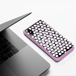 Чехол iPhone XS Max матовый Киберпанк узор из шестиугольников розовый, цвет: 3D-сиреневый — фото 2