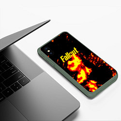 Чехол iPhone XS Max матовый Fallout огнненое лого, цвет: 3D-темно-зеленый — фото 2