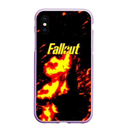 Чехол iPhone XS Max матовый Fallout огнненое лого / 3D-Сиреневый – фото 1