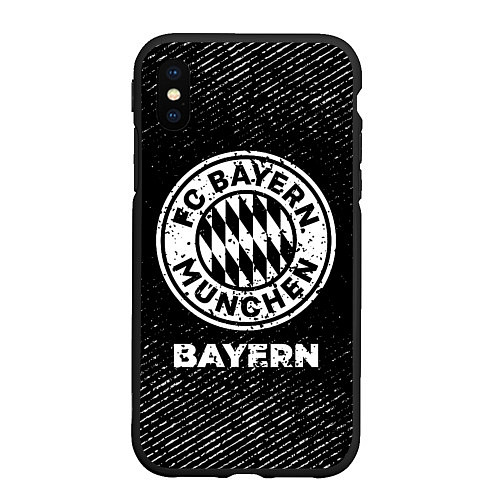 Чехол iPhone XS Max матовый Bayern с потертостями на темном фоне / 3D-Черный – фото 1